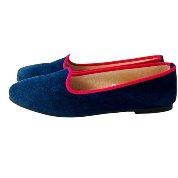 Avellini Italian Leather Elegant Suede Blue Fushia Comfort Flat Shoes Sz 7.5 NWT - Picture 6 of 12